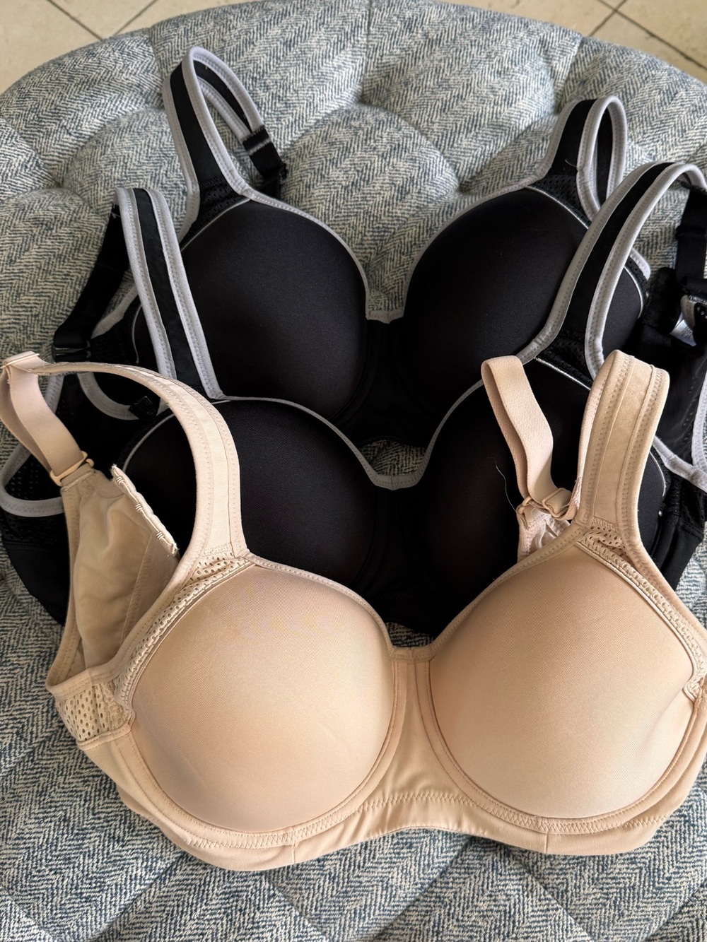Wacoal Sport Spacer Contour Bra 36C set of 3 sand & black/lilac gray 853302